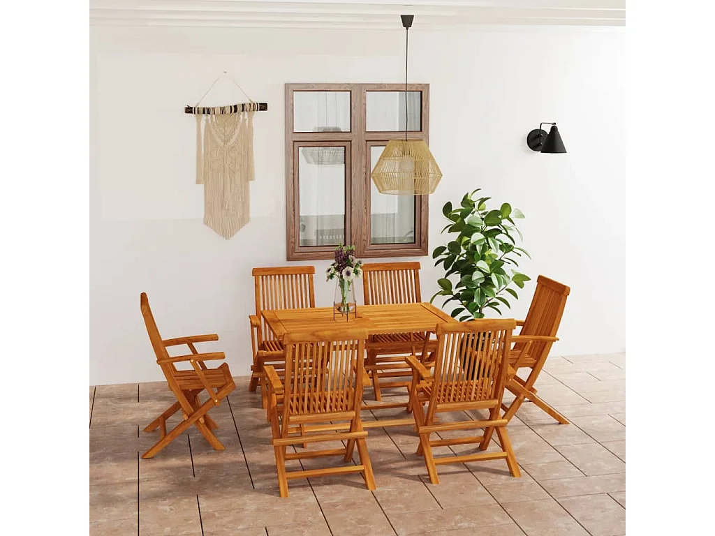 Salon de jardin 7 pcs Bois de teck massif