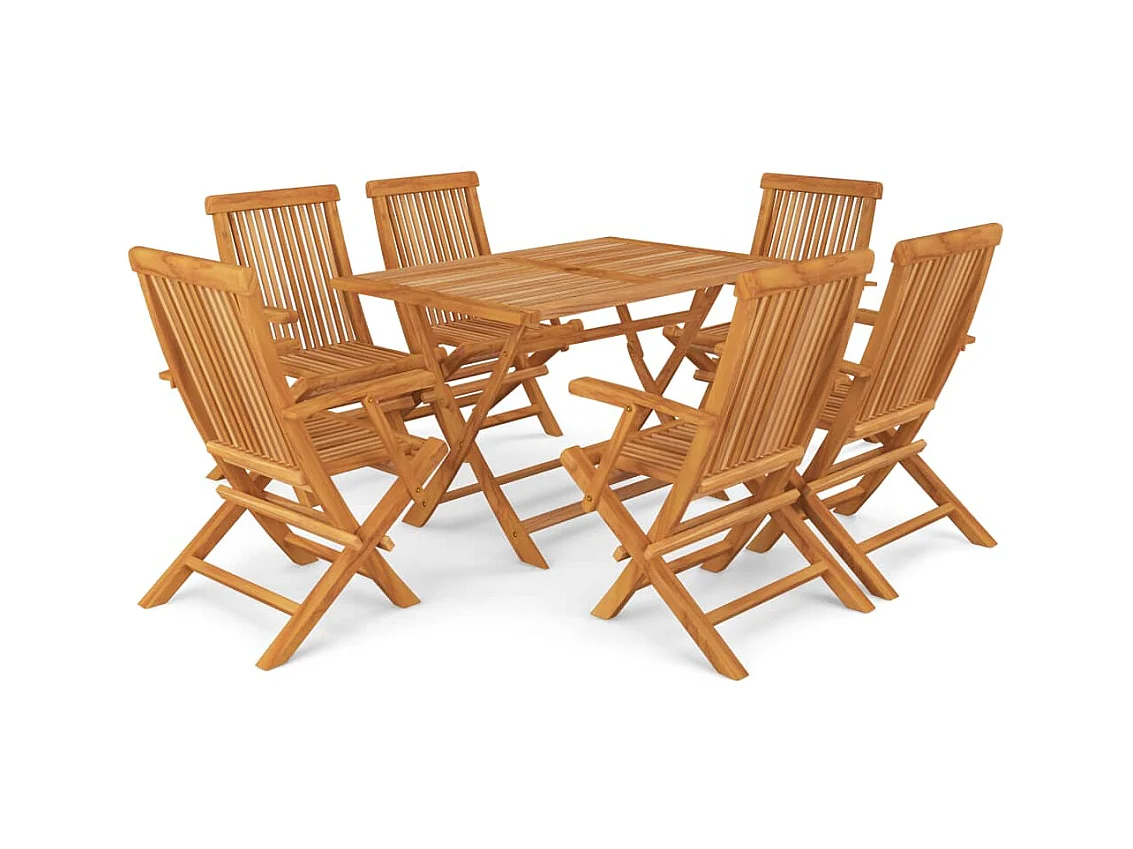 Salon de jardin 7 pcs Bois de teck massif