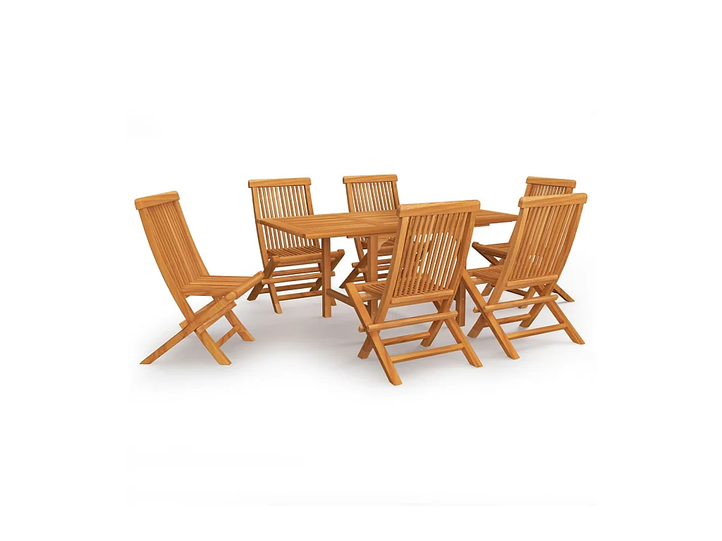 Salon de jardin 7 pcs Bois de teck massif