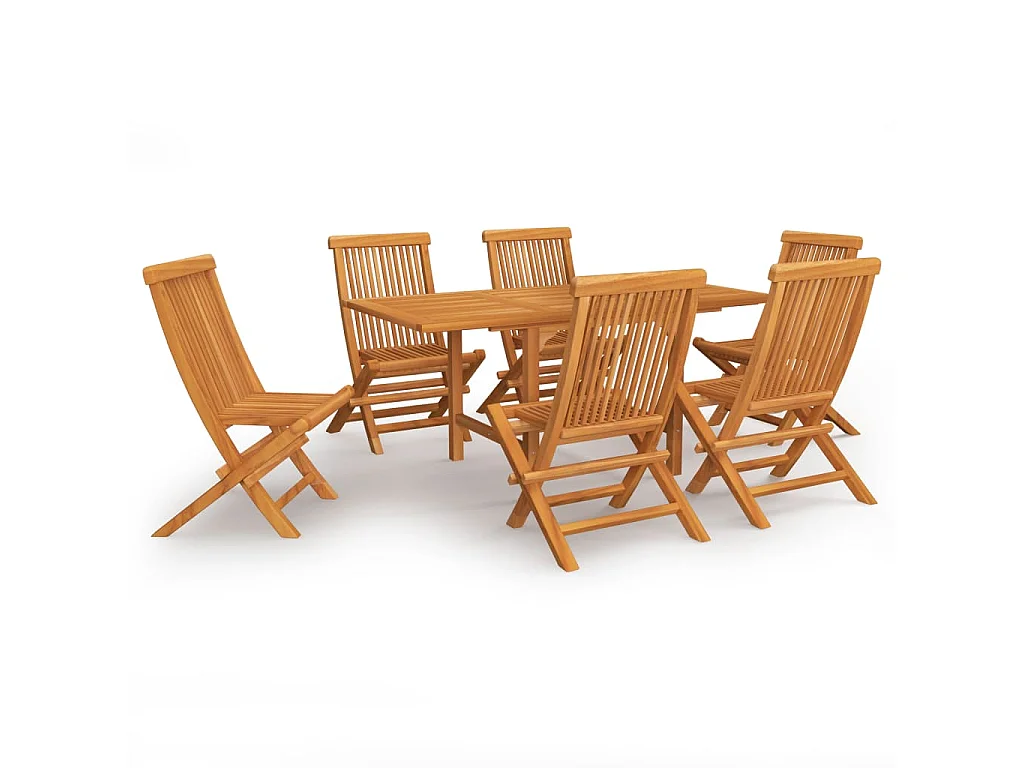 Salon de jardin 7 pcs Bois de teck massif