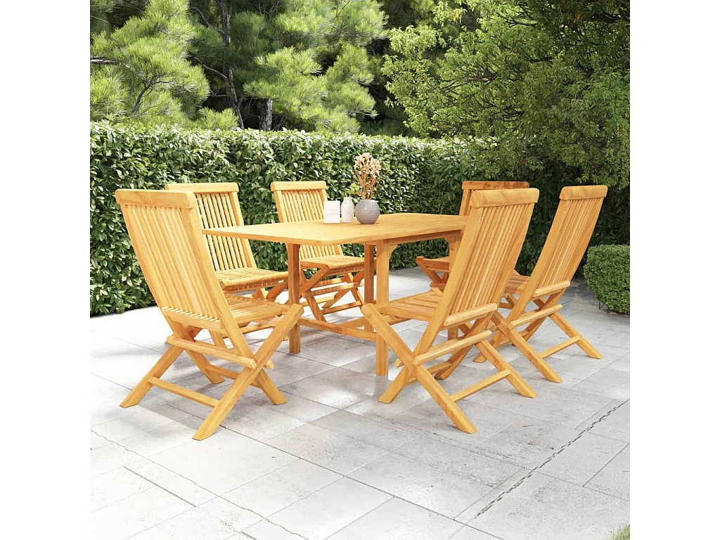 Salon de jardin 7 pcs Bois de teck massif