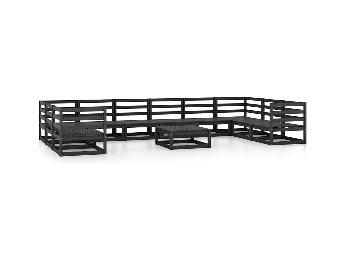Salon de jardin 11 pcs bois de pin massif