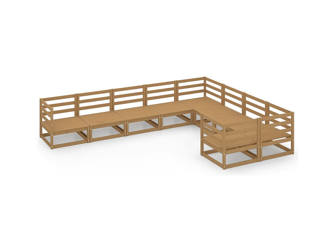 Salon de jardin 9 pcs bois de pin massif