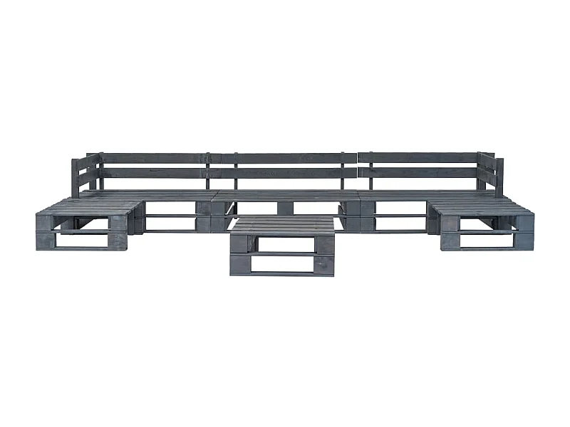 Salon de jardin palette 6 pcs Bois Gris