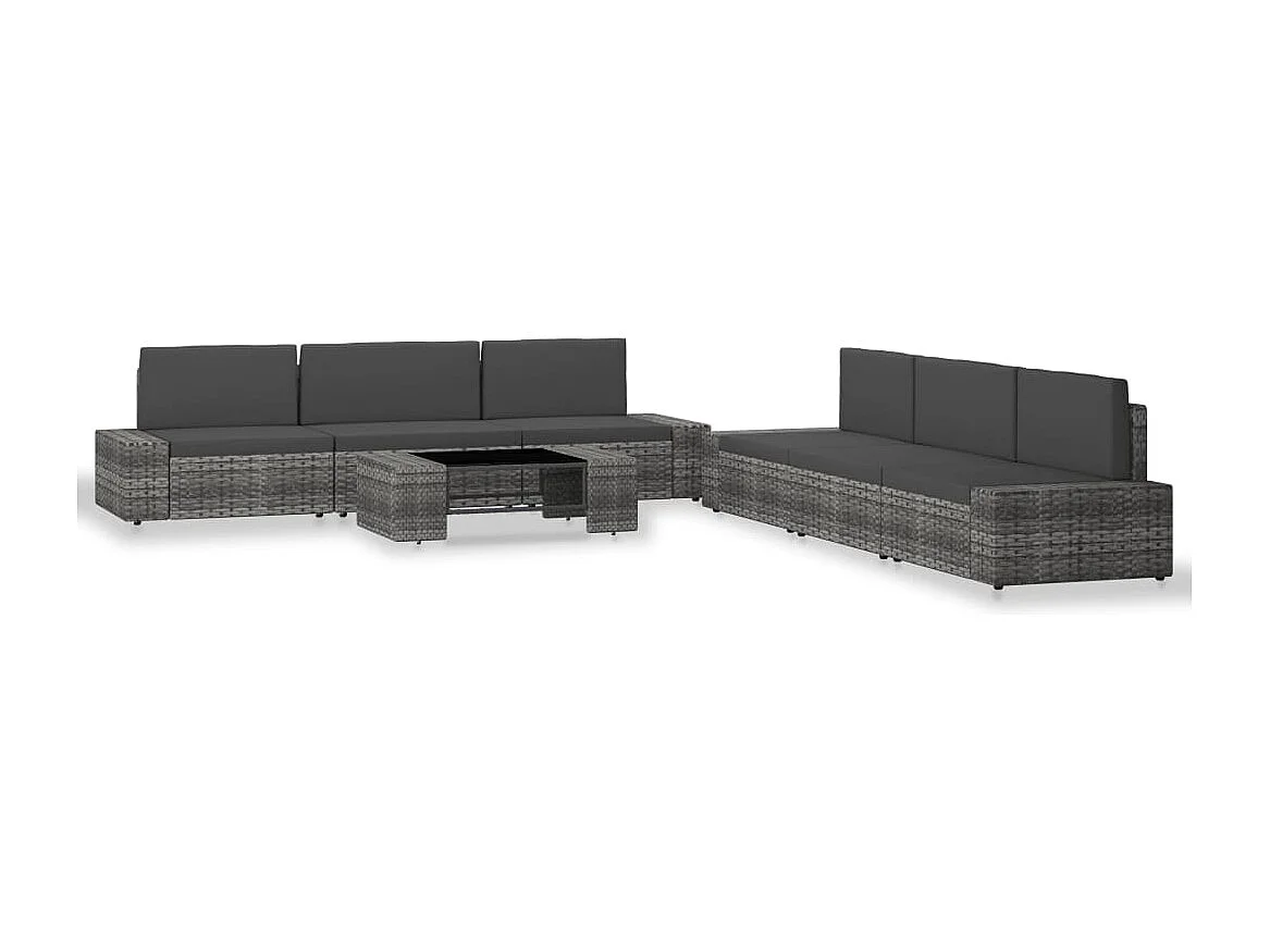 Salon de jardin 7 pcs Résine tressée Gris