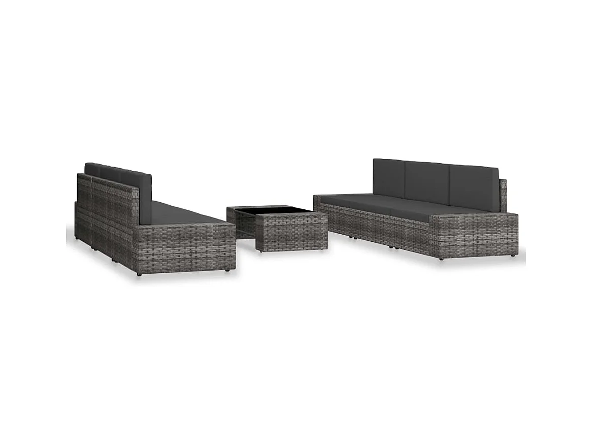 Salon de jardin 7 pcs Résine tressée Gris