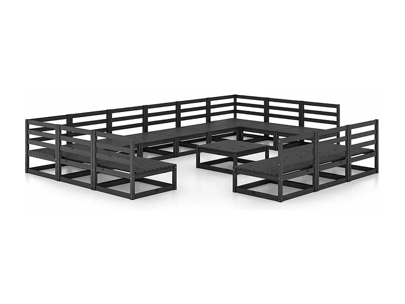 Salon de jardin 14 pcs bois de pin massif