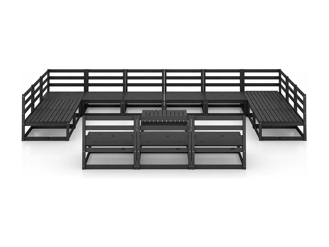 Salon de jardin 14 pcs bois de pin massif
