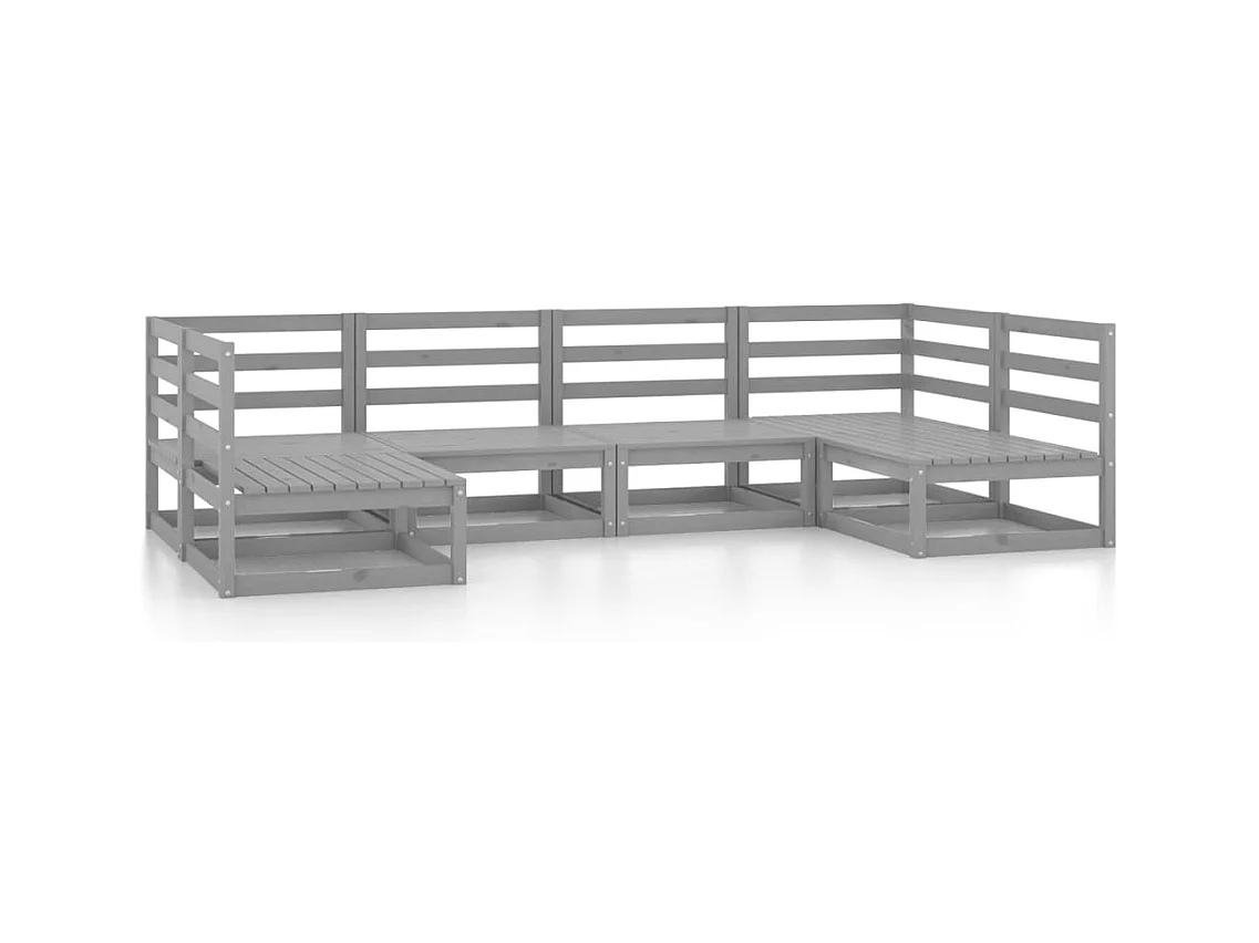 Salon de jardin 6 pcs bois de pin massif