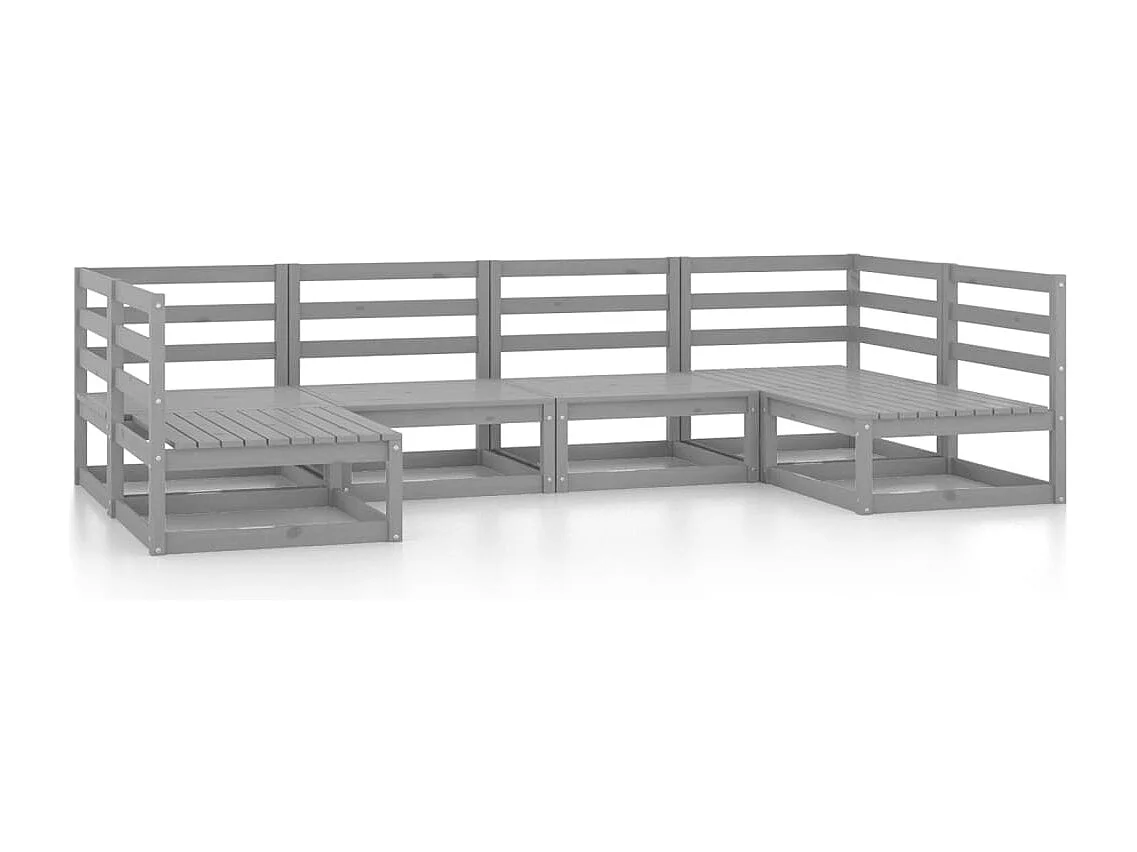 Salon de jardin 6 pcs bois de pin massif