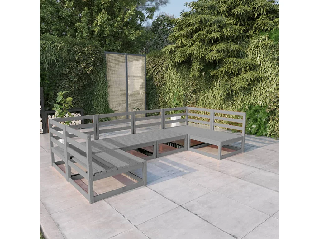 Salon de jardin 6 pcs bois de pin massif