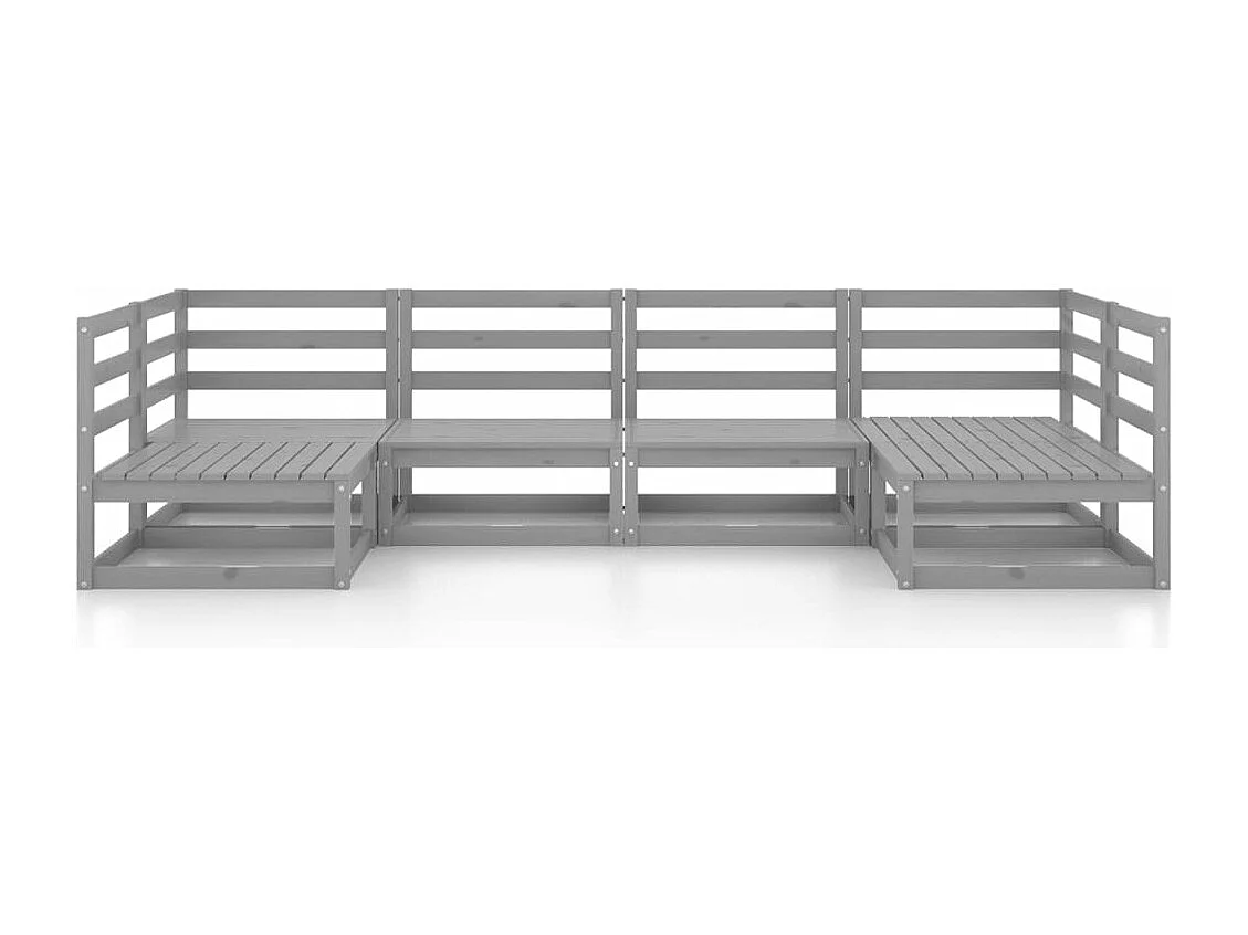 Salon de jardin 6 pcs bois de pin massif