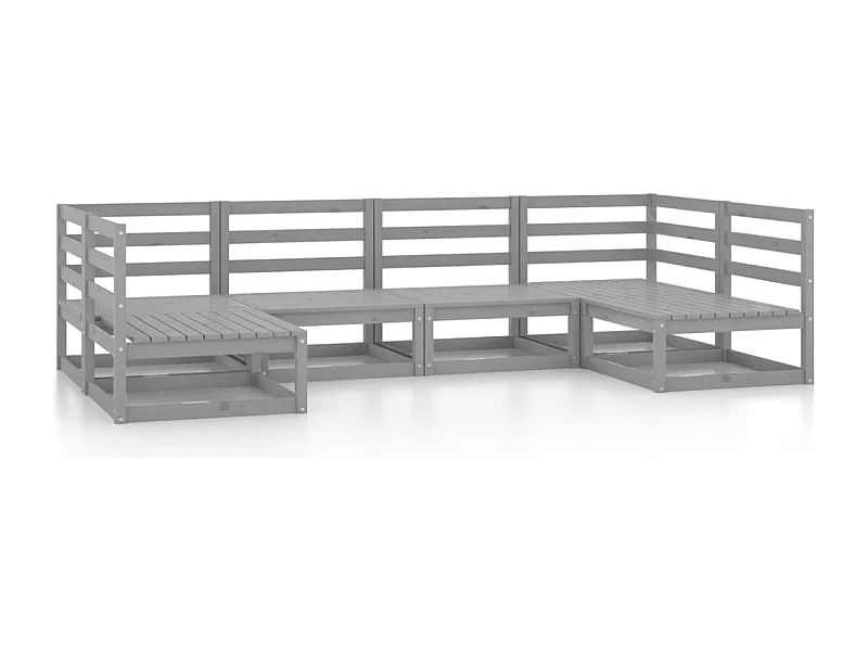 Salon de jardin 6 pcs bois de pin massif