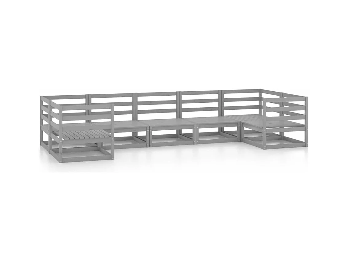 Salon de jardin 7 pcs Bois de pin massif