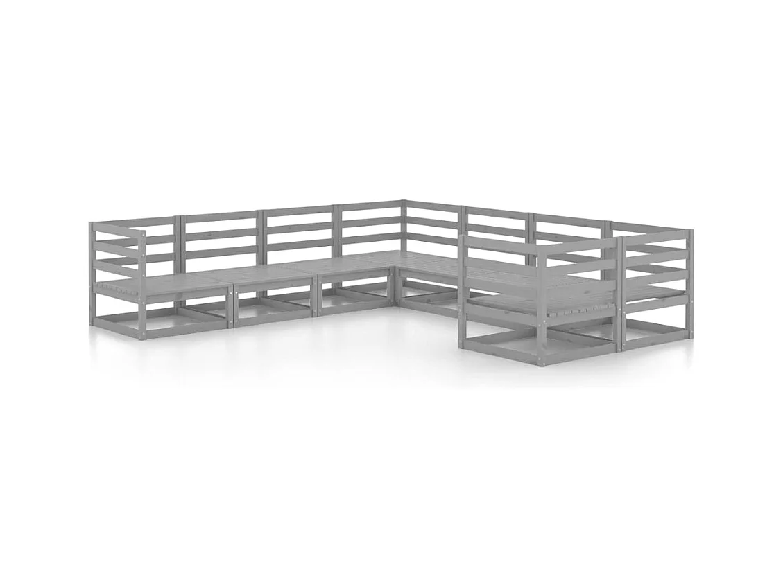 Salon de jardin 8 pcs bois de pin massif