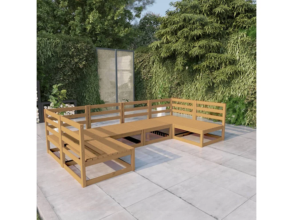 Salon de jardin 6 pcs bois de pin massif