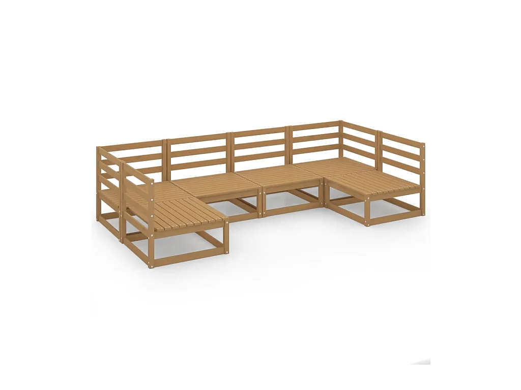 Salon de jardin 6 pcs bois de pin massif