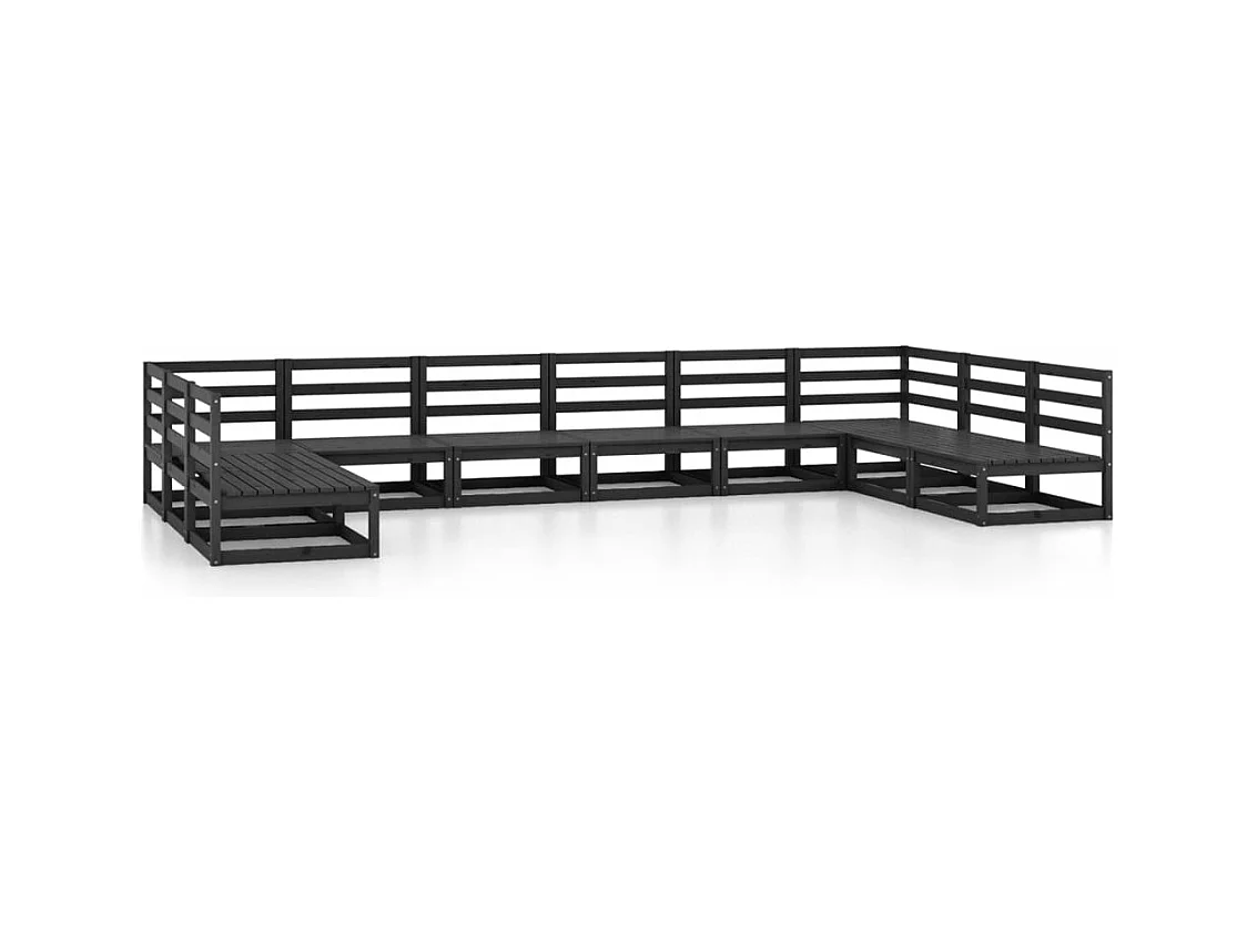 Salon de jardin 10 pcs bois de pin massif