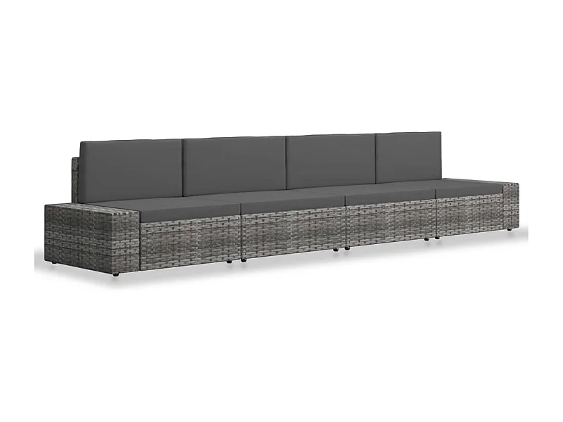 Tuinmeubelen 4-delig Kunststof wicker Grijs