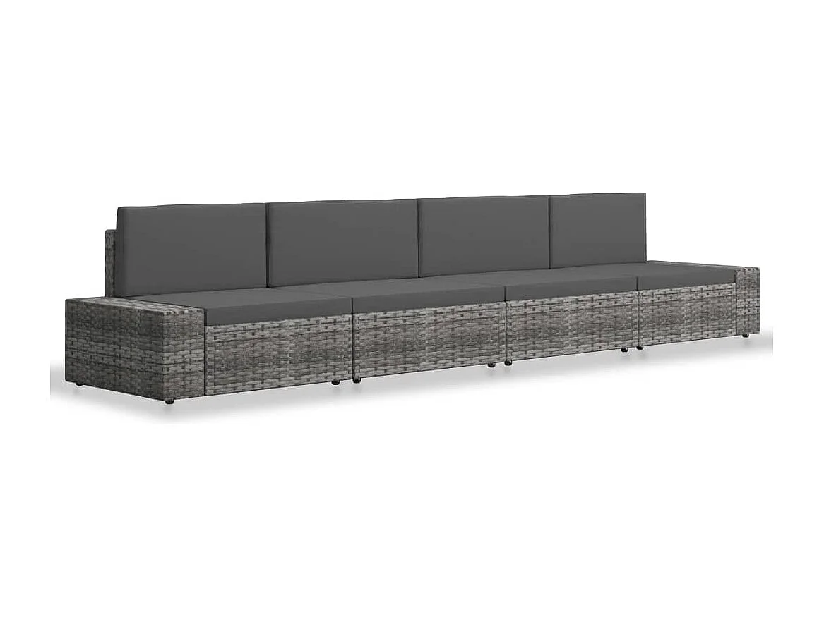 Salon de jardin 4 pcs Résine tressée Gris