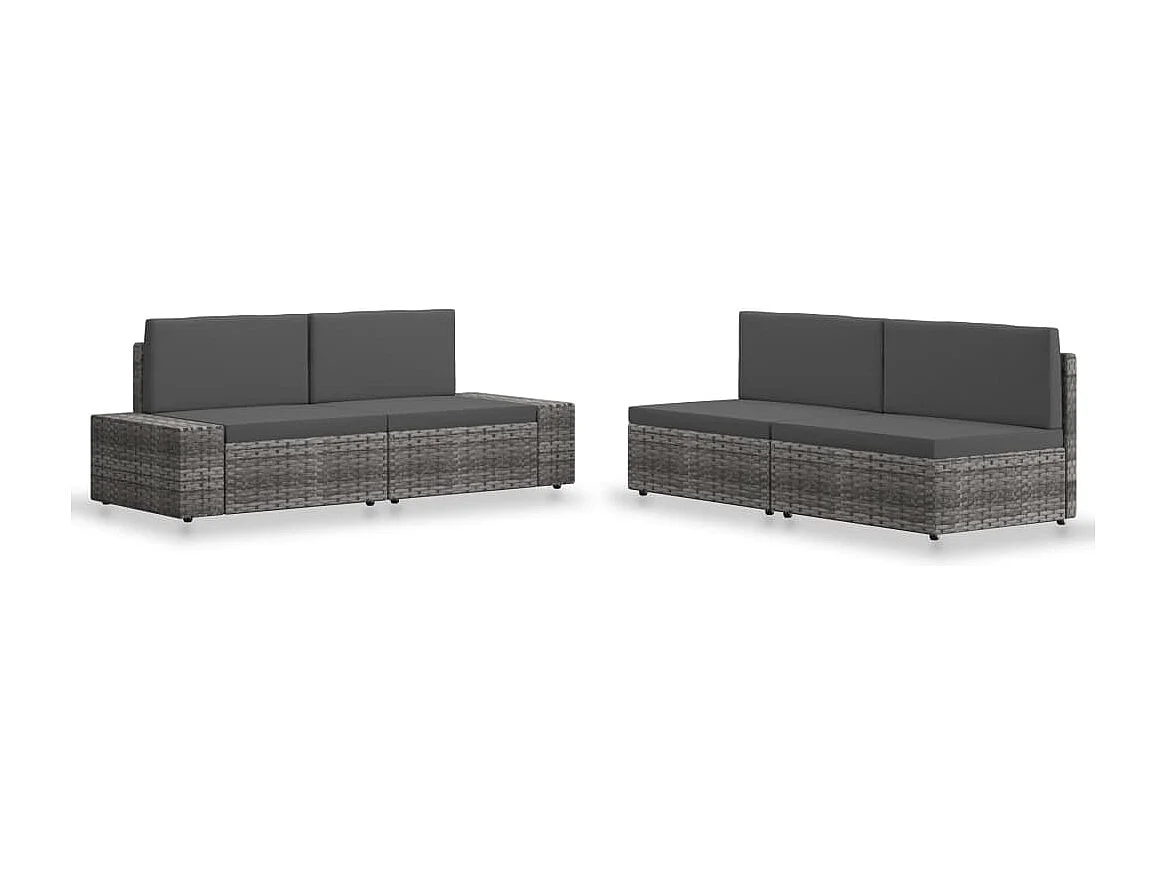 Salon de jardin 4 pcs Résine tressée Gris