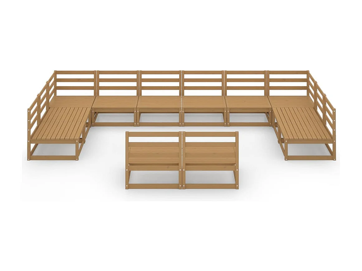 Móveis de jardim 12 peças em madeira maciça de pinho