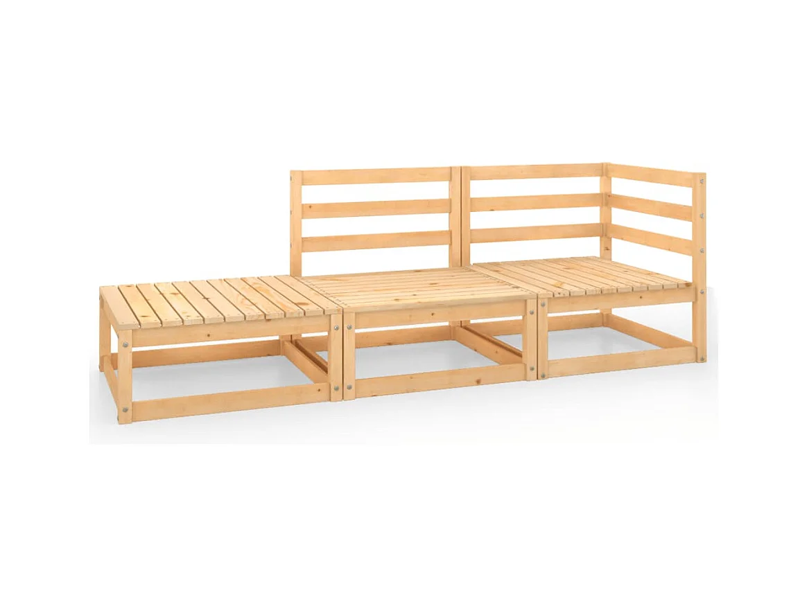 Salon de jardin 3 pcs Bois de pin massif