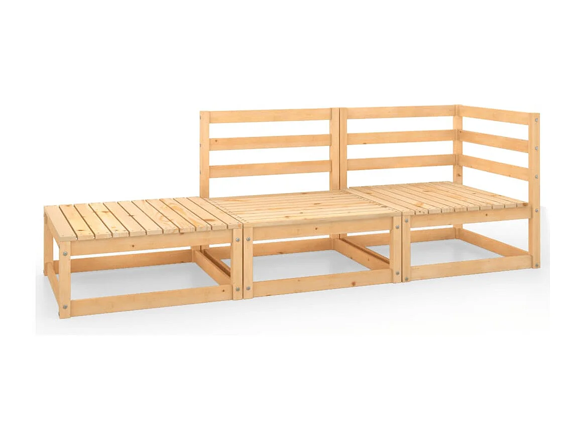 Salon de jardin 3 pcs Bois de pin massif