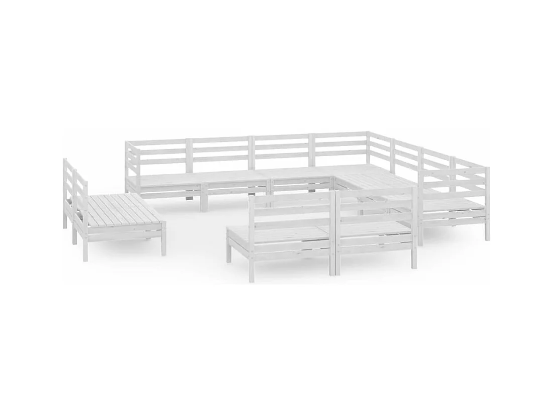 Tuinmeubelen 11 stuks Massief grenenhout Wit