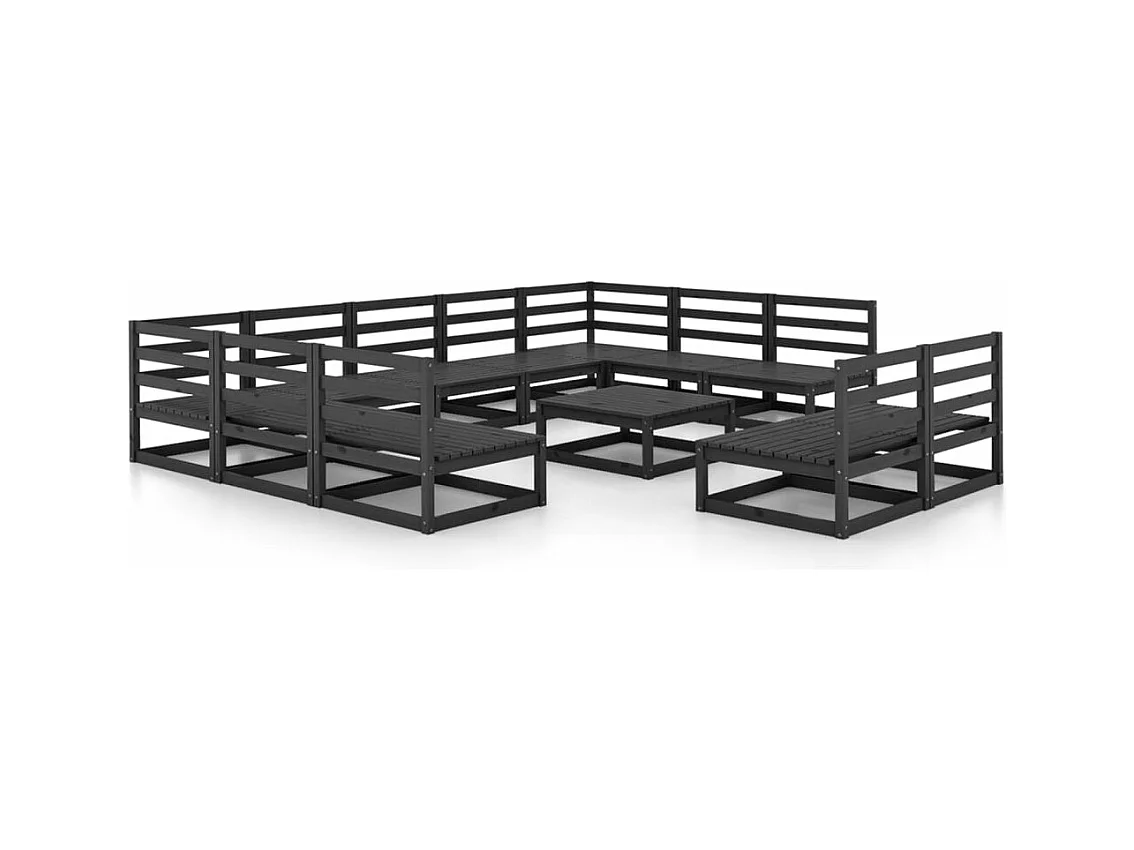 Salon de jardin 12 pcs bois de pin massif