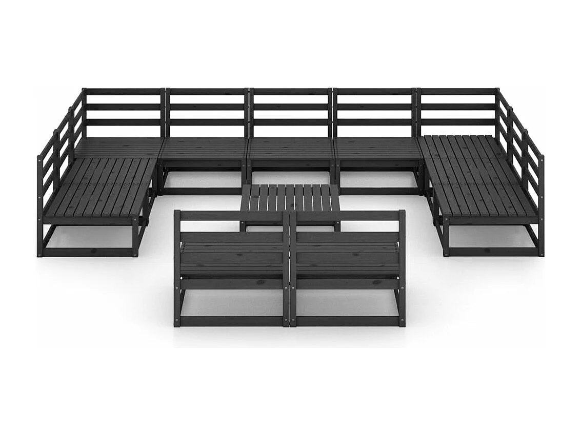Salon de jardin 12 pcs bois de pin massif