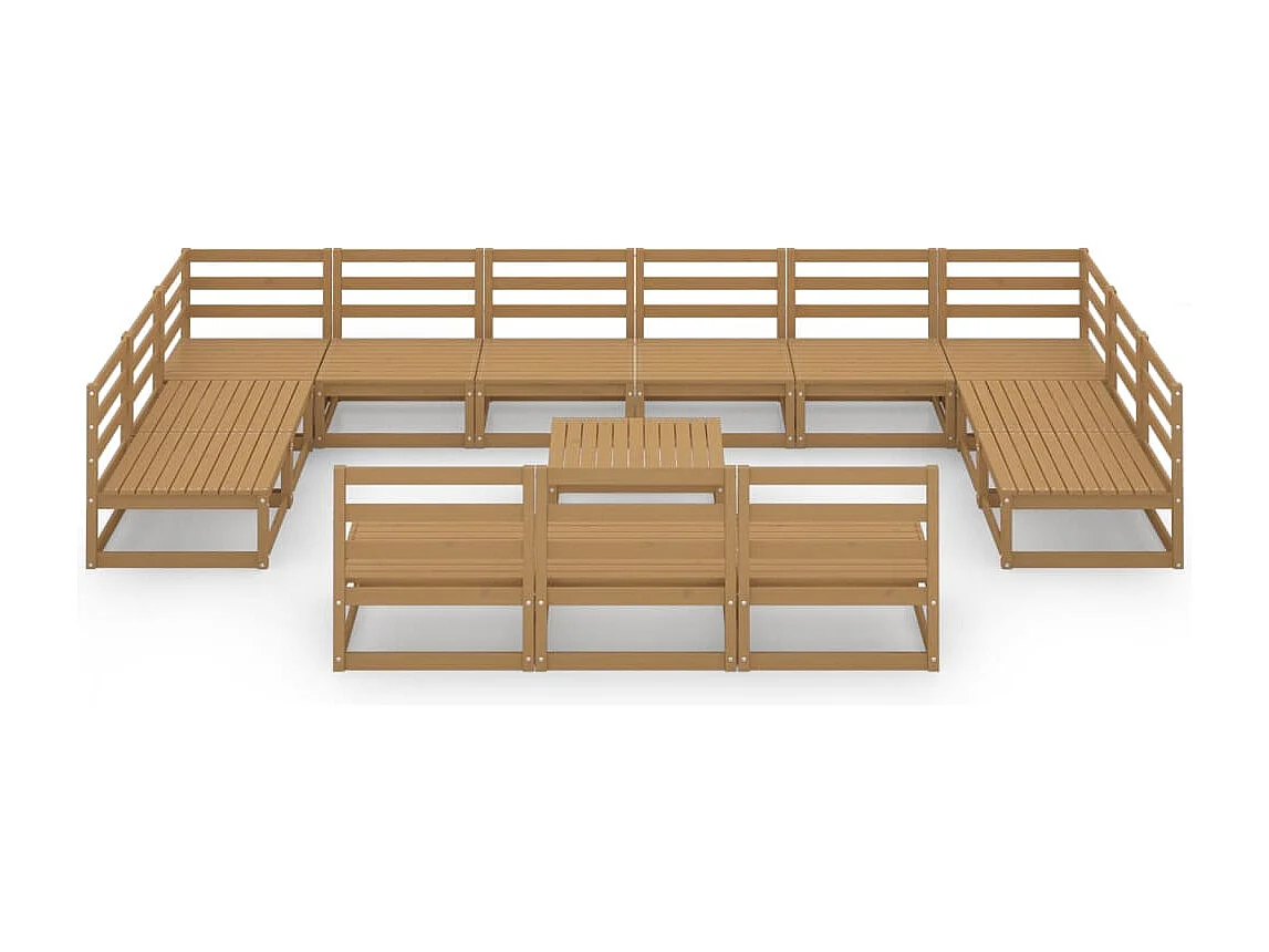 Salon de jardin 14 pcs bois de pin massif