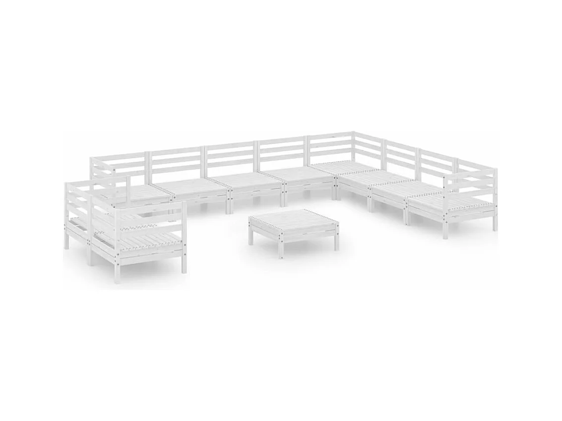 Tuinmeubelen 11 stuks Massief grenenhout Wit