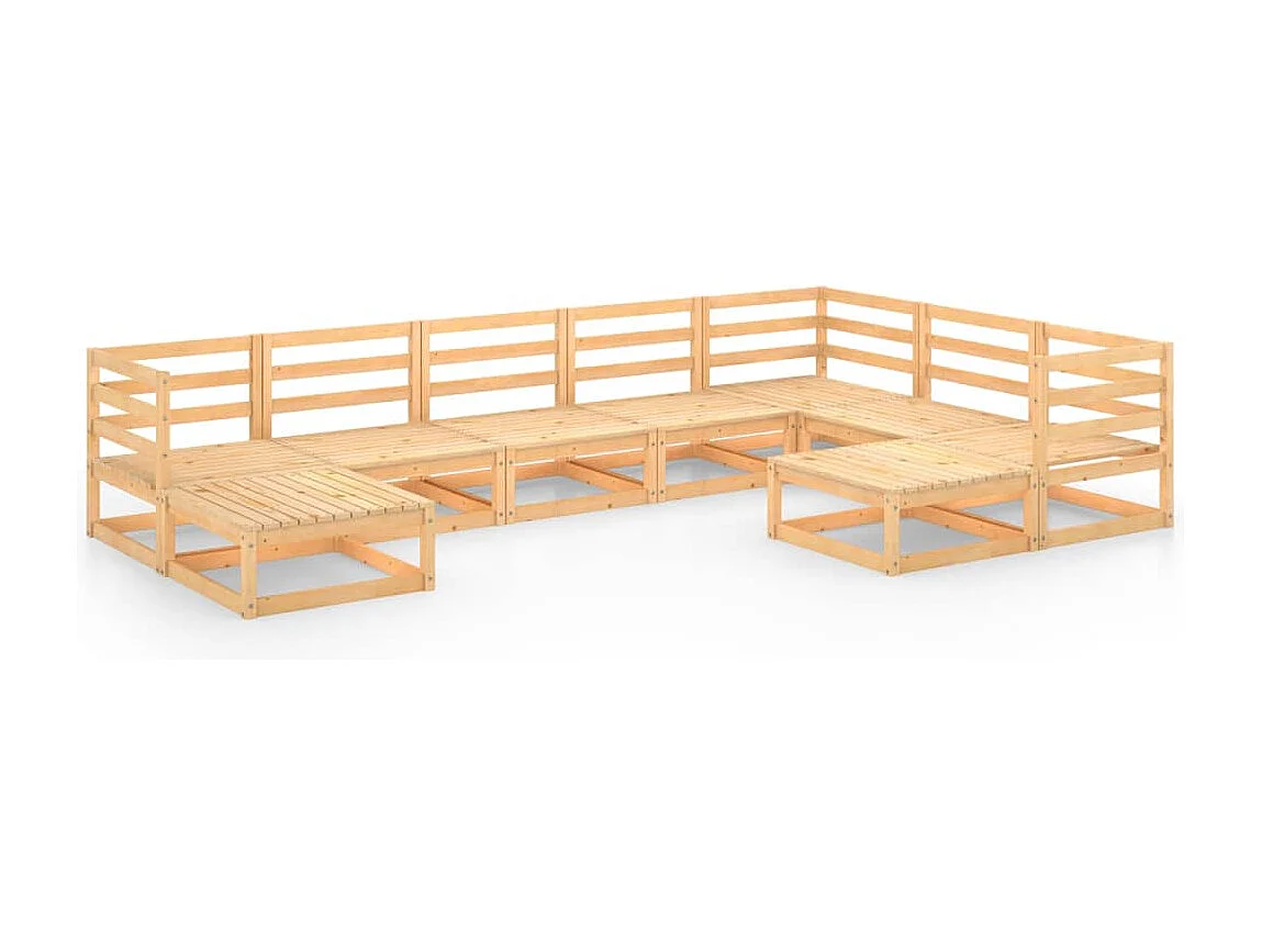 Salon de jardin 9 pcs bois de pin massif