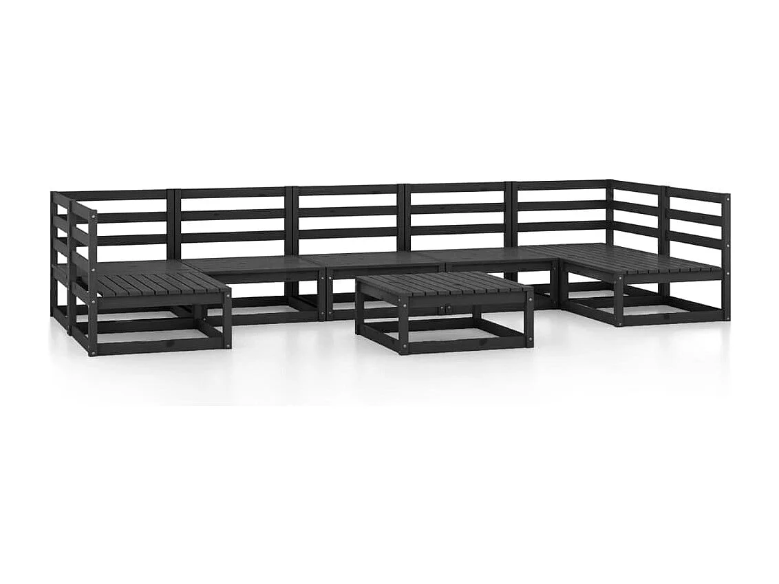 Salon de jardin 8 pcs bois de pin massif