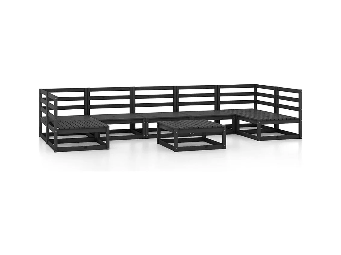 Salon de jardin 8 pcs bois de pin massif