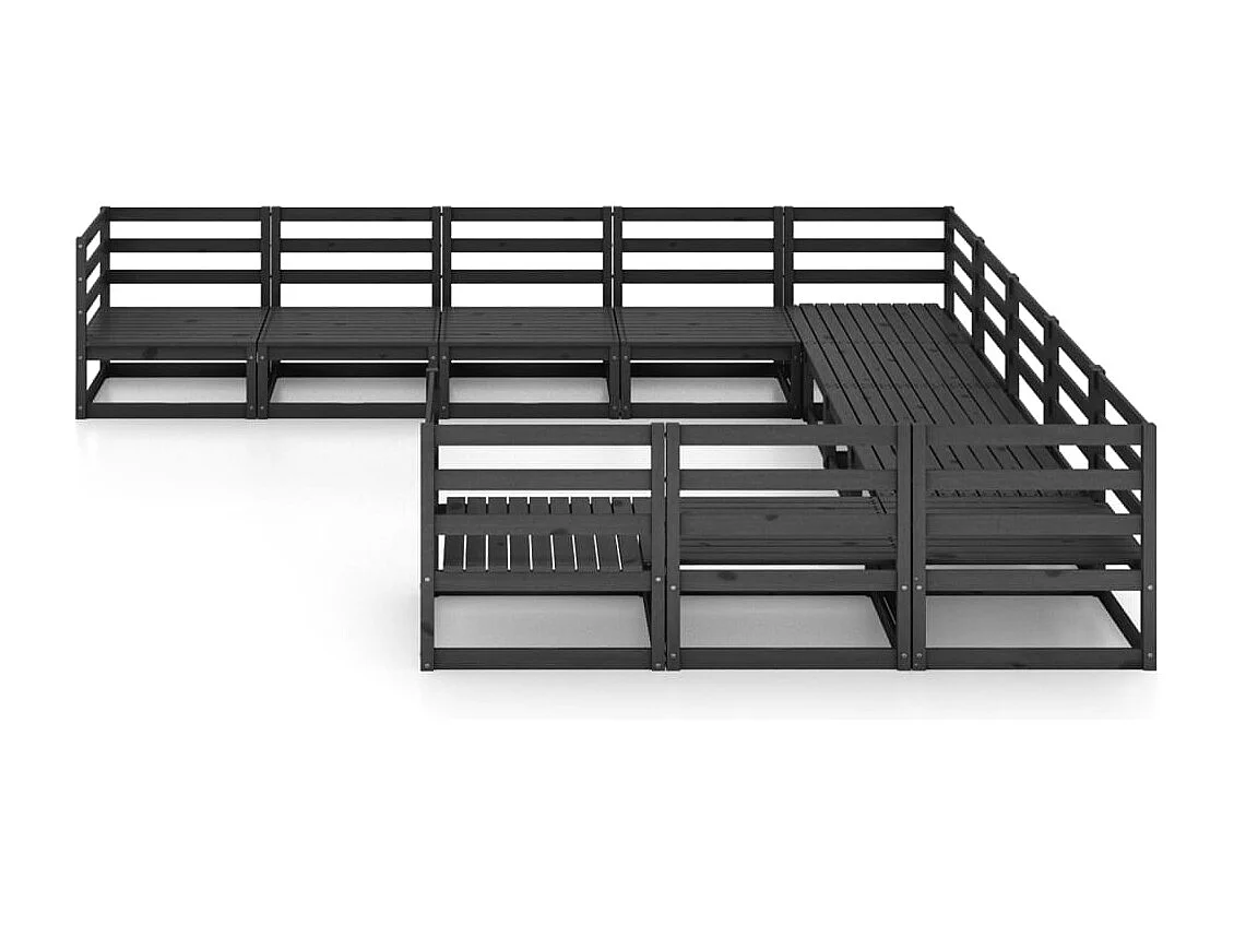 Salon de jardin 11 pcs bois de pin massif