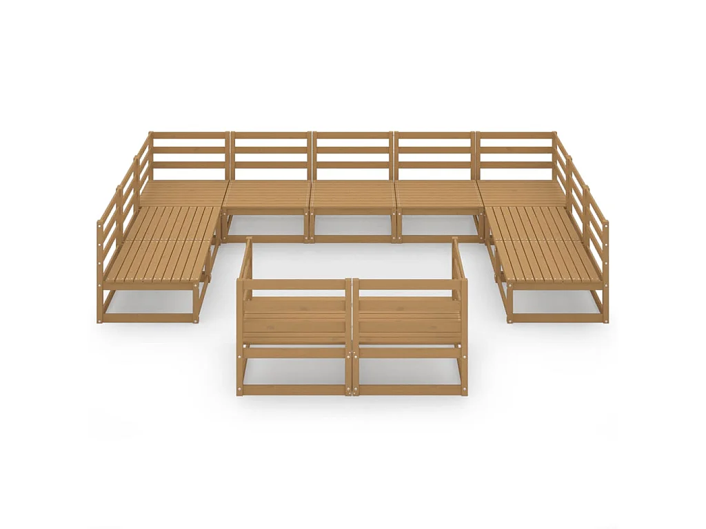 Salon de jardin 11 pcs bois de pin massif