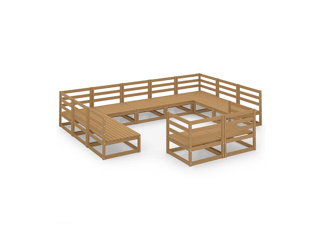 Salon de jardin 11 pcs bois de pin massif