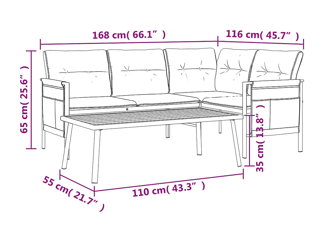 Tuinmeubelen 2 stuks antraciet staal