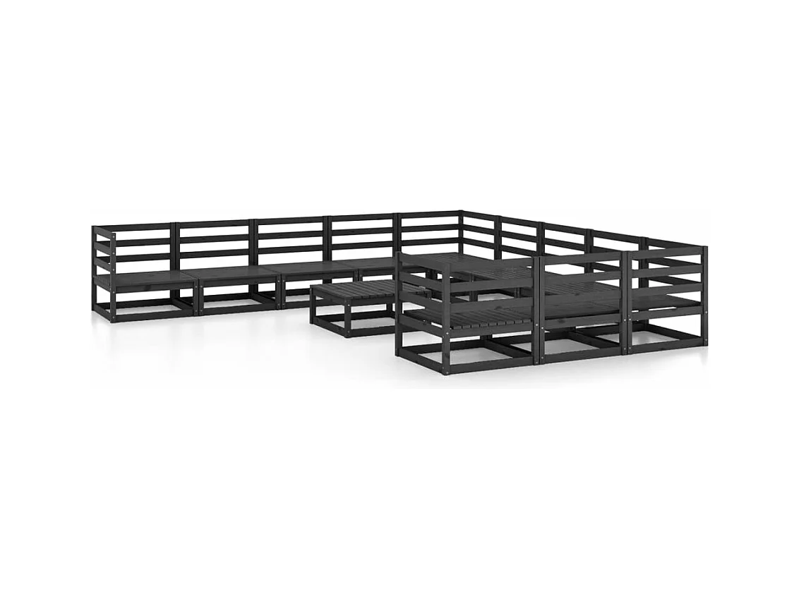 Salon de jardin 12 pcs bois de pin massif