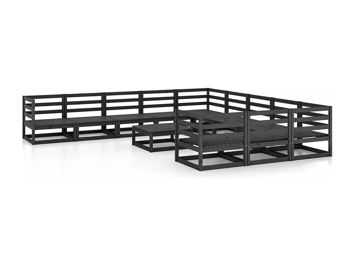 Salon de jardin 12 pcs bois de pin massif