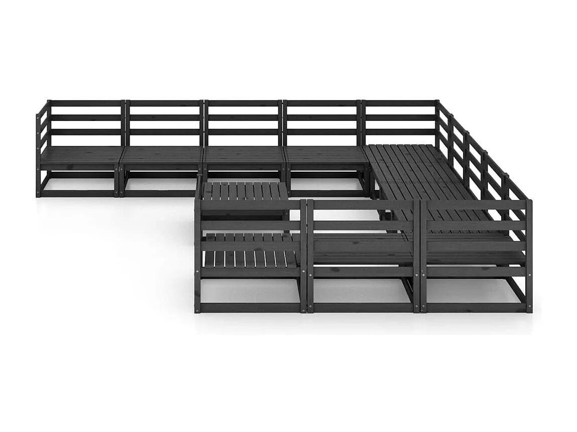 Salon de jardin 12 pcs bois de pin massif