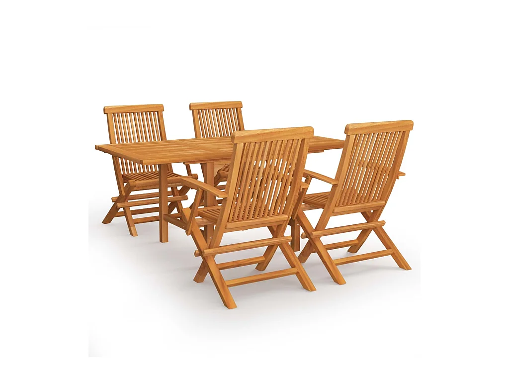 Salon de jardin 5 pcs Bois de teck massif