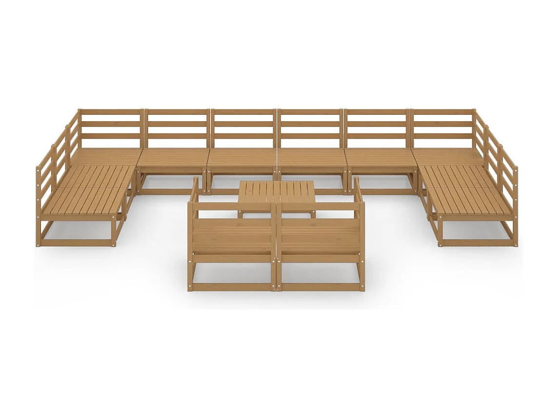 Salon de jardin 13 pcs bois de pin massif