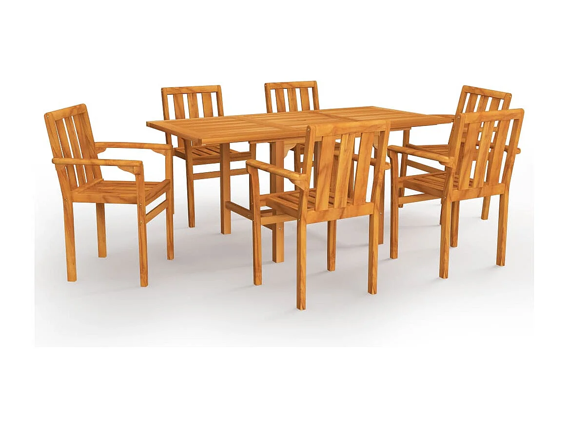 Salon de jardin 7 pcs Bois de teck massif