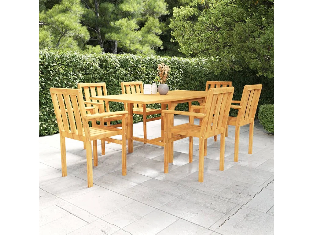 Salon de jardin 7 pcs Bois de teck massif