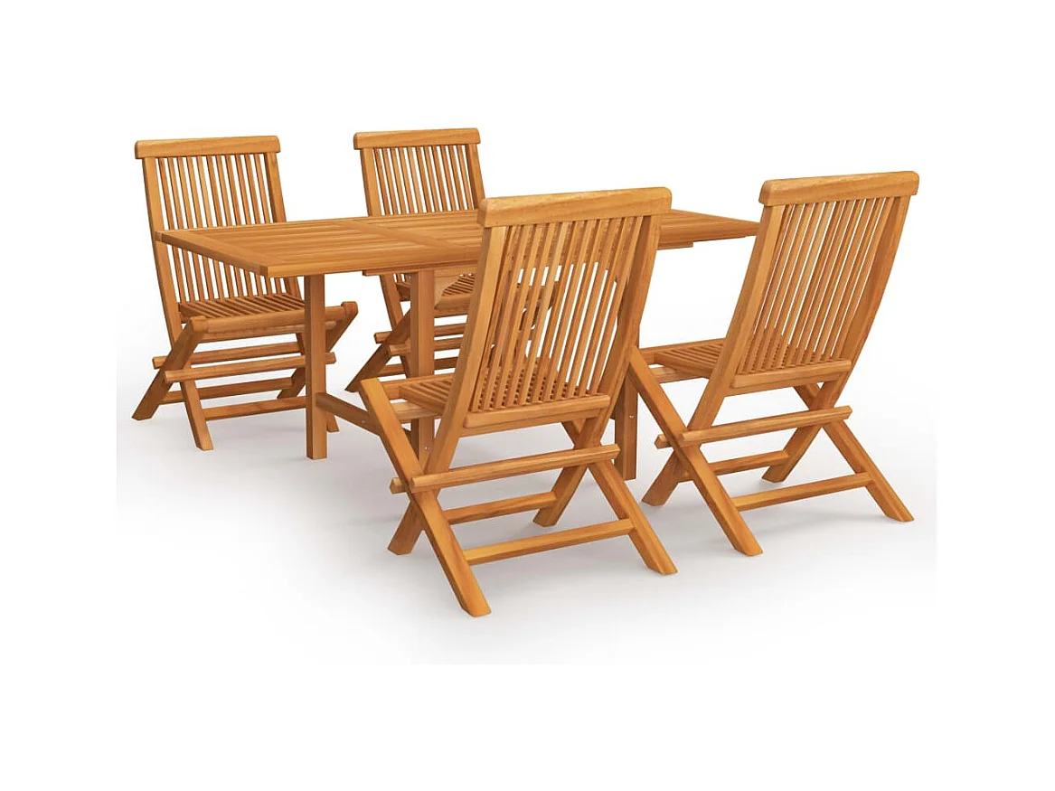 Salon de jardin 5 pcs Bois de teck massif