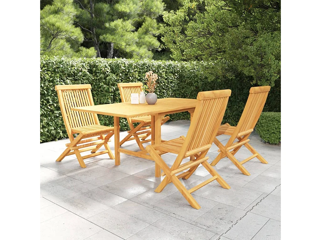 Salon de jardin 5 pcs Bois de teck massif
