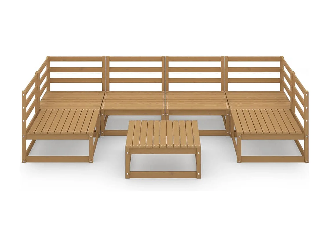 Salon de jardin 7 pcs bois de pin massif